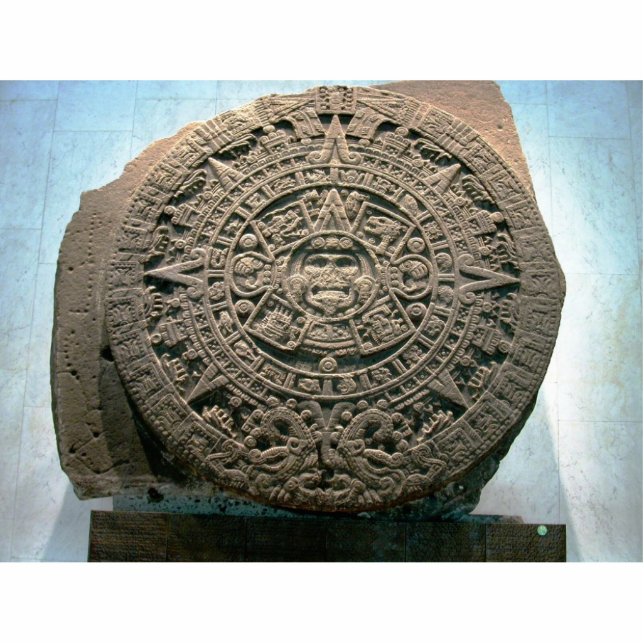 Aztekischer "Sun-Kalender," Mexiko City Fotoskulptur Ornament (Vorne)