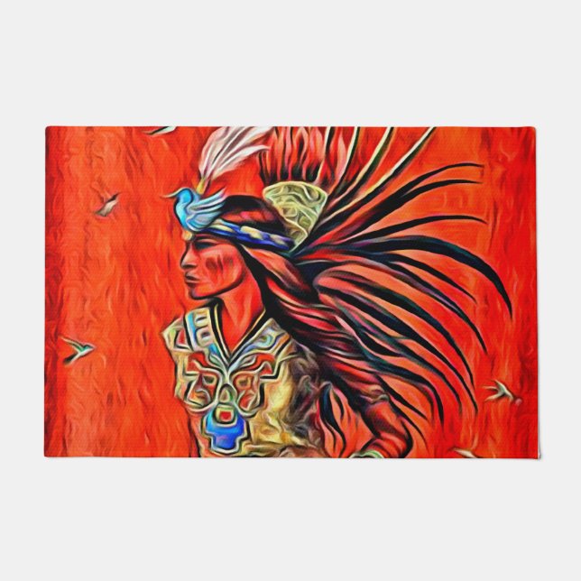 Aztekischer Vogel-Tänzer-amerikanischer Fußmatte (Vorderseite)