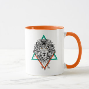Aztekisches geometrisches Löwe-Porträt Tasse