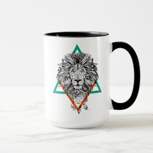 Aztekisches geometrisches Löwe-Porträt Tasse