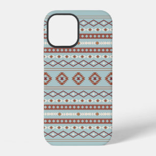 Aztekisches Mischmotiv-Muster Rost Creme Blau iPhone 12 Hülle