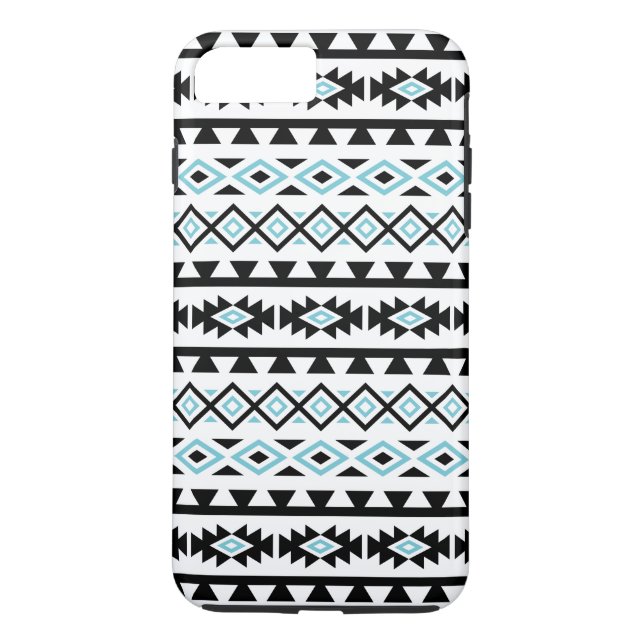 Aztekisches stilisiertes großes schwarzes blaues Case-Mate iPhone hülle (Rückseite)