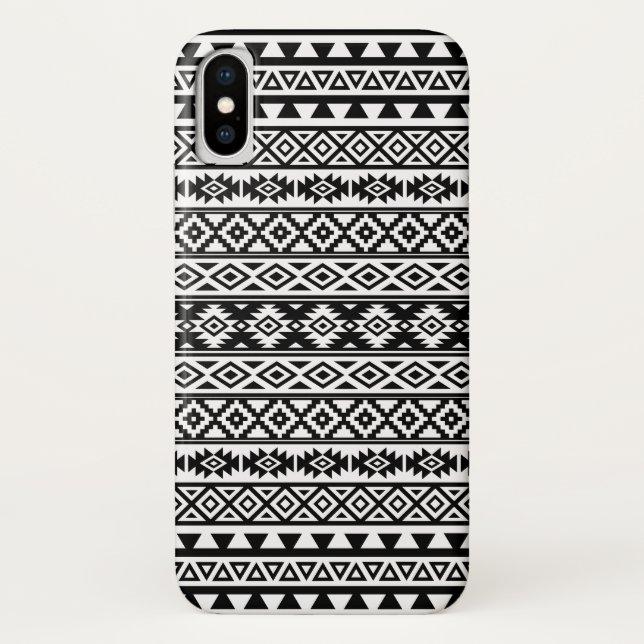 Aztekisches stilisiertes Muster-Schwarzes u. Weiß Case-Mate iPhone Hülle (Rückseite)