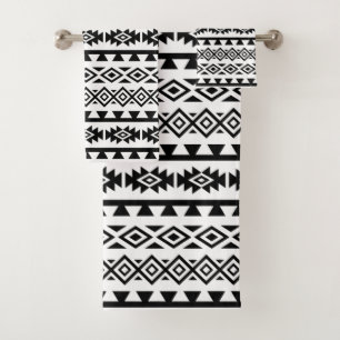 Aztekisches stilisiertes Schwarzes des Muster-II Badhandtuch Set