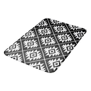 Aztekisches Symbol-stilisiertes Muster-Weiß auf Badematte
