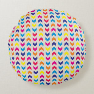 Aztekisches Zickzack buntes Rundes Kissen