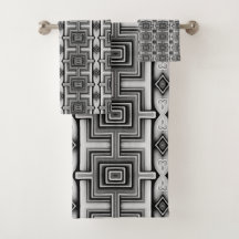 Aztèque géométrique noir blanc et gris