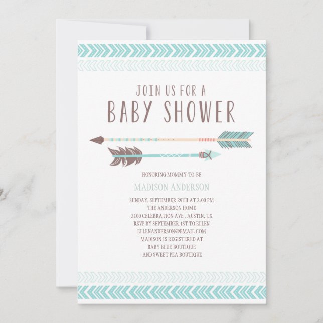 Aztèque | Invitation baby shower (Devant)