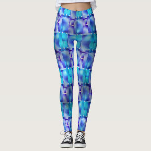 Azuis claros e escuro, Formen retangulares manchas Leggings
