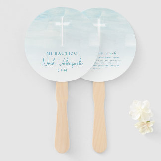 Azul Bautizo Recuerdo Abanico de Mano Hand Fans Fächer
