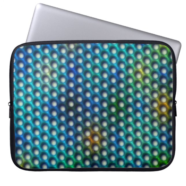 azul esverdeada com círculos que parecem furos laptopschutzhülle (Vorderseite)