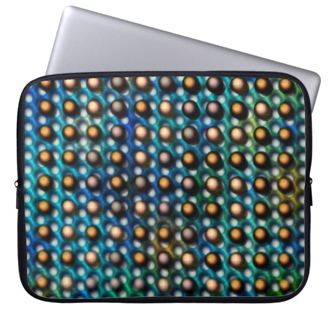 azul esverdeada com esferas marrom e furos redondo laptopschutzhülle (Vorderseite)