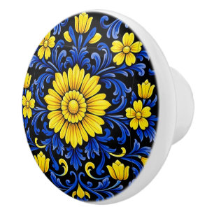 Azul Flor Noite Keramikknauf