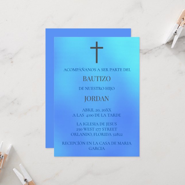 Azul Invitación de bautizo Einladung (Vorderseite/Rückseite Beispiel)