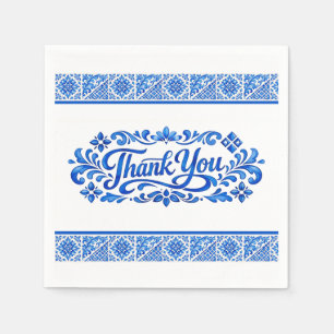 Azul & Limone Romance Azul Kachel Danke Hochzeit Serviette