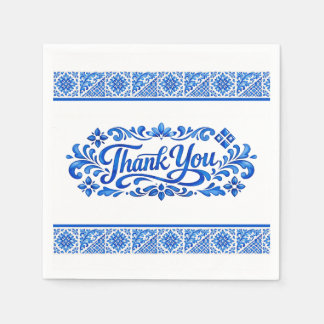 Azul & Limone Romance Azul Kachel Danke Hochzeit Serviette