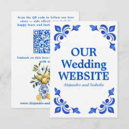 💙🍋 Azul & Limone Romance QR-Hochzeitswebsite Begleitkarte