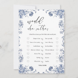  azul presupuesto Bridgerton Bridal Shower Game Einladung