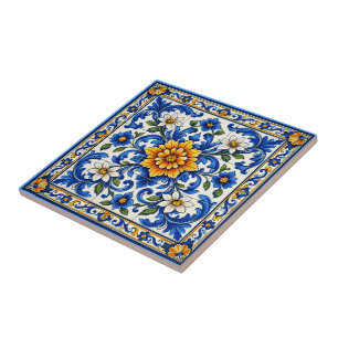 Azul Solara — Grand Floral Azulejo  Fliese
