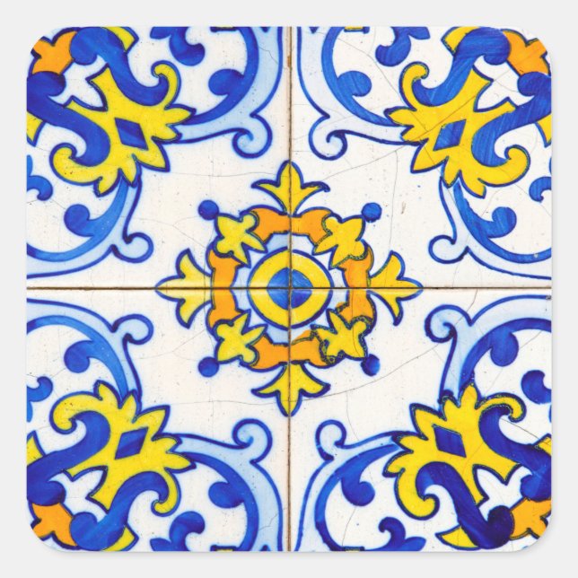 Azulejo Art Tile Quadratischer Aufkleber (Vorderseite)