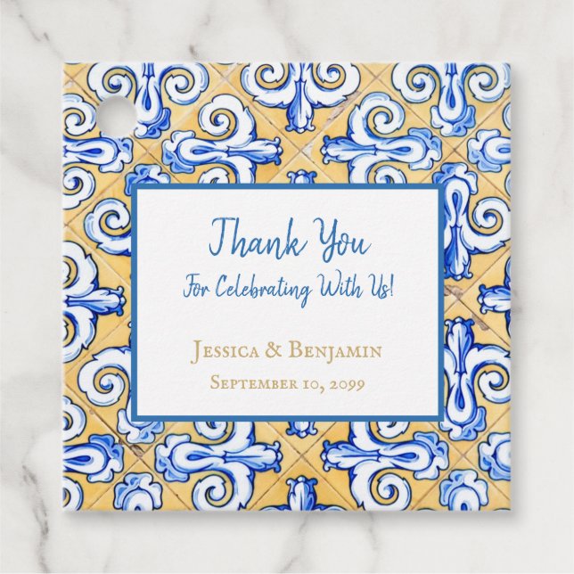 Azulejo Blau, Gelb, Weiß Geschenkanhänger (Vorderseite)