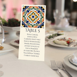 Azulejo-blaue Vintage-Talavera-Hochzeitstisch-Numm