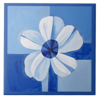 Azulejo Blue Minimalistisch Blume Floral Fliese