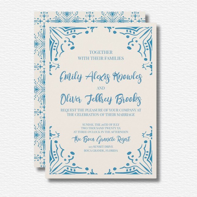 Azulejo Blue Wedding Einladung (Von Creator hochgeladen)