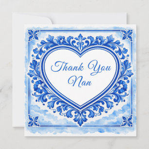 💙Azulejo-Herz-Dankeschön-Kachel Dankeskarte