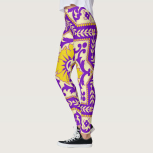 Azulejo Keramik Vintag Style Ornament Monogram Leggings