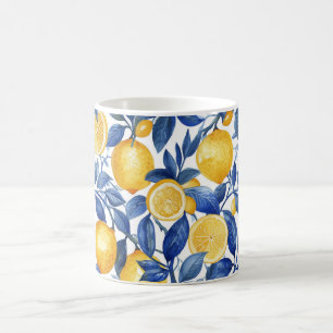 Azulejo Lemons Blue Blätter #1 Kaffeetasse