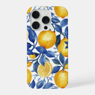 Azulejo Lemons Blue Blätter iPhone 15 Pro Hülle