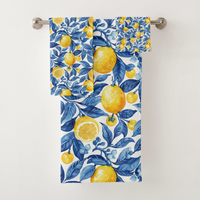 Azulejo Lemons Feuilles bleus (En situation)