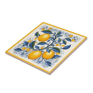 🍋 🍋 Azulejo mit Zitronen in Zweigstelle Fliese