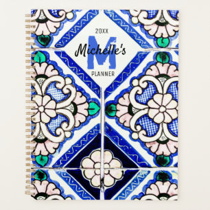 Azulejo Motif espagnol Carreaux marine Monogramme