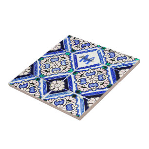 Azulejo Motif espagnol Carreaux marine Monogramme 