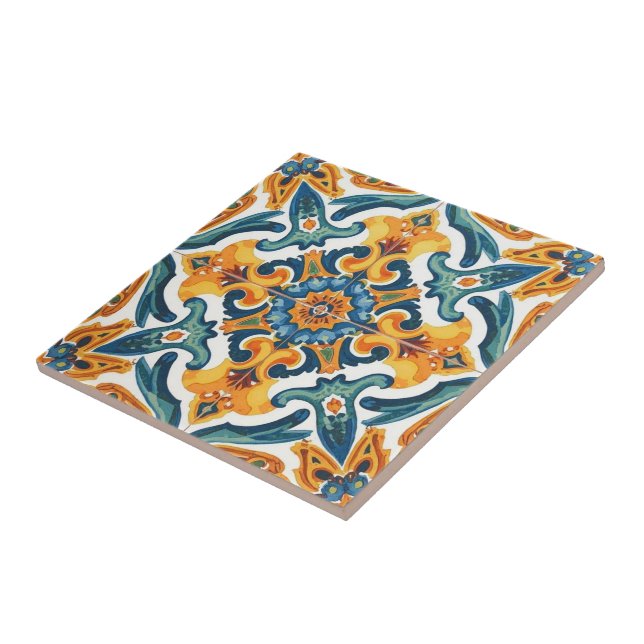 Azulejo orange und grüne Mosaik-Ostware Fliese (Seite)
