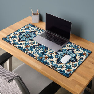 Azulejo Porcelain Blaues Fliesenmuster Schreibtischunterlage