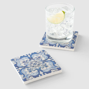 Azulejo Portugiesisches Blumenmuster Steinuntersetzer