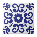 Azulejo Portugiesisches Mittelmeer Blaues Weiß 03 Fliese<br><div class="desc">Stilvolle Azulejo portugiesische mediterrane Muster Keramik Kachel blau auf einem weißen Hintergrund. Ideal für eine frische Meeresküste fühlen Innenarchitektur Backsplash.</div>