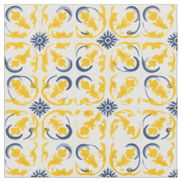 Azulejo Portugiesisches Mittelmeer Gelb & Weiß Stoff