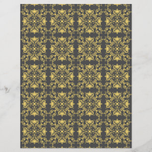 Azulejo Yellow Gray Muster A01b Scrapbook Paper