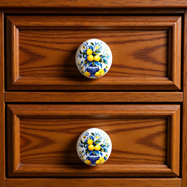 💙 💛 Azulejos Amalfi Lemons Keramikknauf (💙💛 Azulejos Amalfi Lemons Ceramic Knob)