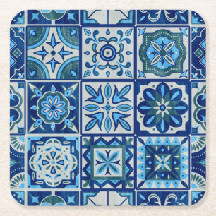 Azulejos Blau Portugal Muster Rechteckiger Pappuntersetzer