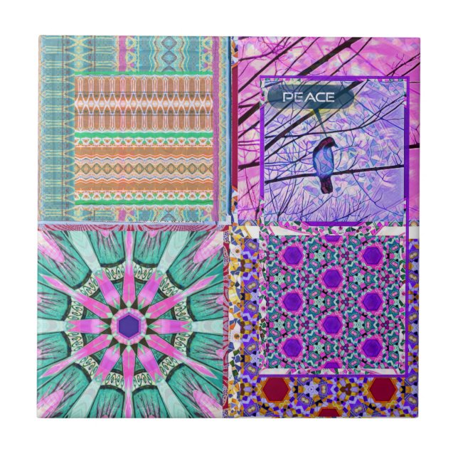 Azulejos Carreaux géométriques avec Oiseau de Paix (Devant)