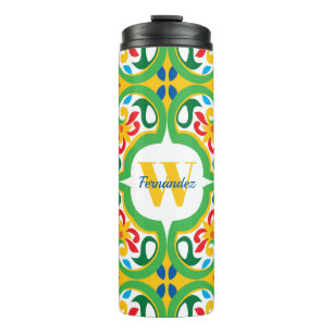 💛 🧡 💚 Azulejos, dekorative Muster, personalisie Thermosbecher
