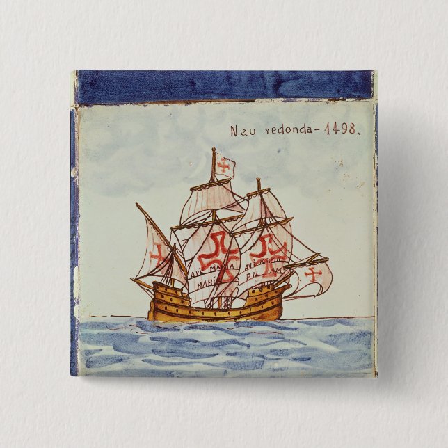 Azulejos Fliese, die ein Schiff, von Sagres Button (Vorderseite)