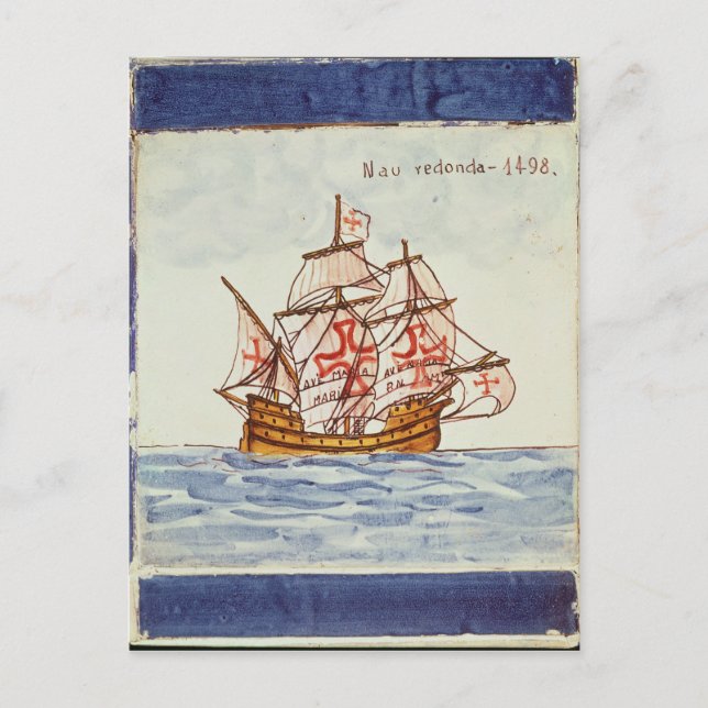 Azulejos Fliese, die ein Schiff, von Sagres Postkarte (Vorderseite)
