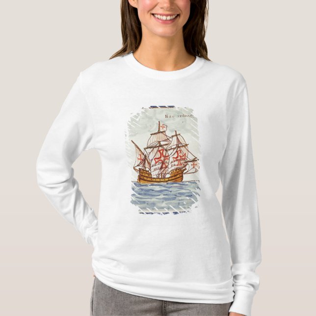 Azulejos Fliese, die ein Schiff, von Sagres T-Shirt (Vorderseite)