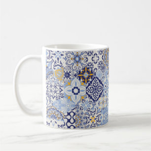 Azulejos Fliesen Patchwork. Nahtloses farbenfrohes Kaffeetasse